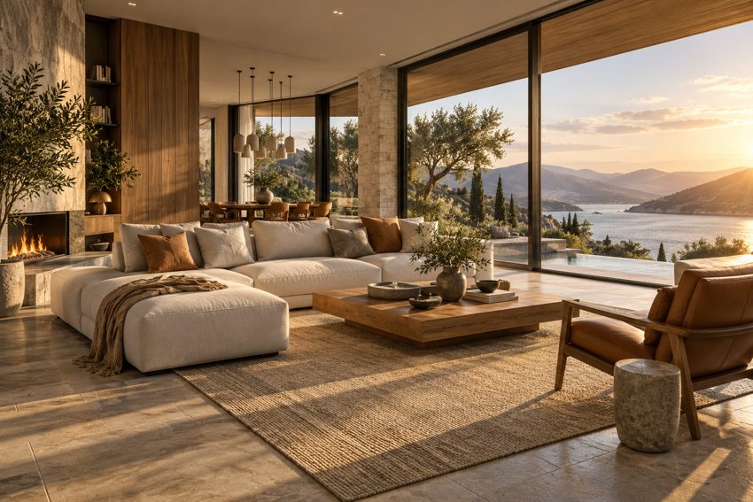 Illustrative architectural visualization and 3D interior scene
